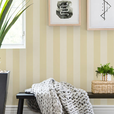 Light Beige Timeless Bold Striped Wallpaper, Flocked Textured Velvet Feeling Thick Lines Wallcovering - Adawall -Houston Wallpaper Store - Walcoverings, Curtains & Wall Panels