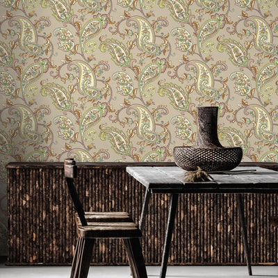 Light Brown Luxury Paisley Deep Embossed Wallpaper, Traditional Rich Textured Wallcovering - Adawall -Houston Wallpaper Store - Walcoverings, Curtains & Wall Panels