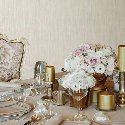 Light Cream Elegant Striped Embossed Wallpaper, Jute Natural Color Linen Textured Wallcovering - Adawall -Houston Wallpaper Store - Walcoverings, Curtains & Wall Panels