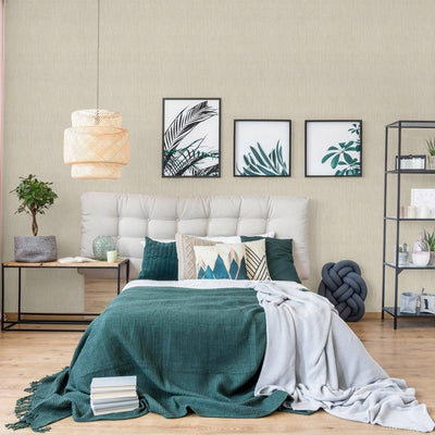 Light Cream Elegant Striped Embossed Wallpaper, Jute Natural Color Linen Textured Wallcovering - Adawall -Houston Wallpaper Store - Walcoverings, Curtains & Wall Panels