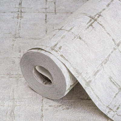 Light Gray Abstract Metallic Lines Wallpaper, 3D Deep Embosed Silver Gold Rustic Geometric Interior Decor - Adawall -Houston Wallpaper Store - Walcoverings, Curtains & Wall Panels