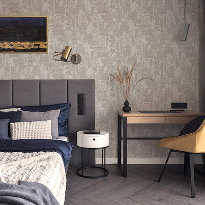 Light Gray Distressed Solid Color Wallpaper, 3D Embossed Shiny Wallcovering, Weathered Effect - Adawall -Houston Wallpaper Store - Walcoverings, Curtains & Wall Panels