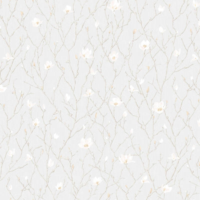 Light Gray Floral Blossom Embossed Wallpaper, Flower Branches Chinoiserie Wallcovering - Adawall -Houston Wallpaper Store - Walcoverings, Curtains & Wall Panels