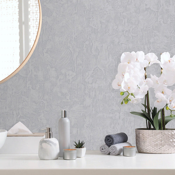 Light Gray Sleek Embossed finish Solid Color Wallpaper, Abstract Modern Minimalist Rich Textured Wallcovering - Adawall -Houston Wallpaper Store - Walcoverings, Curtains & Wall Panels