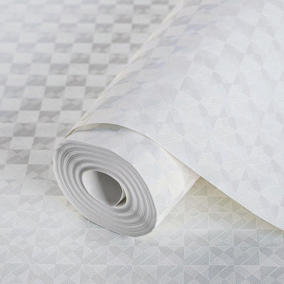 Light Gray Solid Color Square Pattern Wallpaper, 3D Embossed Glossy Sleek Checkered Geometric Wall Paper - Adawall -Houston Wallpaper Store - Walcoverings, Curtains & Wall Panels