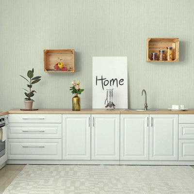 Light Green Modern Embossed Striped Wallpaper, Plain Solid Color Textured Wallcovering - Adawall -Houston Wallpaper Store - Walcoverings, Curtains & Wall Panels