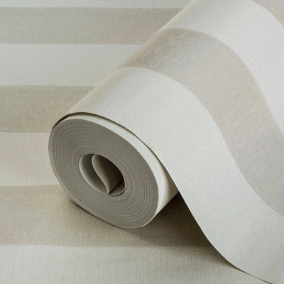 Light Neutral Timeless Bold Striped Wallpaper, Flocked Textured Velvet Feeling Thick Lines Wallcovering - Adawall -Houston Wallpaper Store - Walcoverings, Curtains & Wall Panels