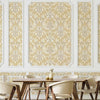 Light Tan, Gold Luxury 3D Damask Wallpaper, Premium Sparkling Velvet Feeling Flocked Wallcovering - Walloro High End Wallcoverings & More