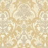 Light Tan, Gold Luxury 3D Damask Wallpaper, Premium Sparkling Velvet Feeling Flocked Wallcovering - Walloro High End Wallcoverings & More