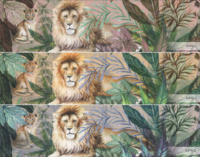 Lion Jungle Wall Mural, Gray Tropical Wall Mural, Interior Decor, Non-Pasted, Extra Large Wall Print, Removable, Forest Theme Wall Art - Adawall -Houston Wallpaper Store - Walcoverings, Curtains & Wall Panels