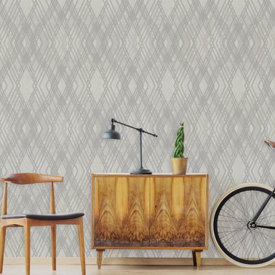 Luxurious Argyle Pattern Embossed Wallpaper, Gray, Silver Diamond Shape 3D Textured Shimmering, Geometric Design - Adawall -Houston Wallpaper Store - Walcoverings, Curtains & Wall Panels