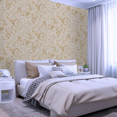 Luxury Beige Striped Embossed Wallpaper, Home Wall Decor, Aesthetic Wallpaper, Textured Wallcovering Non-Adhesive- 41.7”W X 393”H - Adawall -Houston Wallpaper Store - Walcoverings, Curtains & Wall Panels