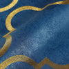 Luxury Blue Moroccan Embossed Wallpaper, Rich Textured Wallcovering, Traditional, Shiny Gold Accent, Extra Large 114 sq ft Roll, Washable - Walloro High End Wallcoverings & More