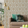 Luxury Damask Embossed Wallpaper, Light Brown 3D Textured Wallcovering, Traditional, Extra Large 114 sq ft Roll, Stylish Wallpaper, Luxury Floral - Adawall -Houston Wallpaper Store - Walcoverings, Curtains & Wall Panels