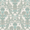 Luxury Deep Embossed Aqua Damask Wallpaper, Beach House Shiny 3D Blue Textured Wallcovering, 114 sq ft Roll, Coastal Turquoise Wallpaper - Walloro High End Wallcoverings & More