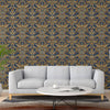 Luxury Deep Embossed Damask Wallpaper, Blue, Yellow, Home & Commercial Use Decorative Wallcovering, Washable, Sturdy - Adawall -Houston Wallpaper Store - Walcoverings, Curtains & Wall Panels