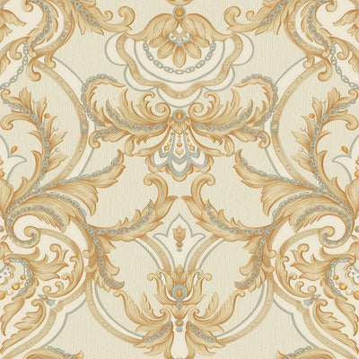 Luxury Deep Embossed Damask Wallpaper, Gold, Off White, Home & Commercial Use Decorative Wallcovering, Washable, Sturdy - Adawall -Houston Wallpaper Store - Walcoverings, Curtains & Wall Panels