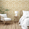 Luxury Deep Embossed Damask Wallpaper, Gold, Off White, Home & Commercial Use Decorative Wallcovering, Washable, Sturdy - Adawall -Houston Wallpaper Store - Walcoverings, Curtains & Wall Panels