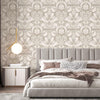 Luxury Deep Embossed Damask Wallpaper, White, Silver, Home & Commercial Use Decorative Wallcovering, Washable, Sturdy - Adawall -Houston Wallpaper Store - Walcoverings, Curtains & Wall Panels