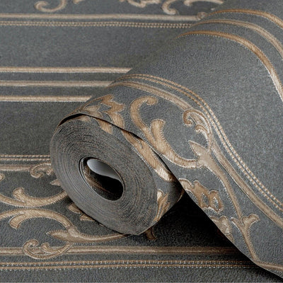 Luxury Deep Embossed Striped Wallpaper, Dark Washed Damask 3D Textured Wallcovering, Traditional, Large 114 sqft Roll, Living Room Wallpaper - Adawall -Houston Wallpaper Store - Walcoverings, Curtains & Wall Panels