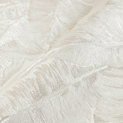 Luxury Leaf Pattern Wallpaper, Cream Embossed Botanical Tropical Exotic Wallcovering, Plants Tropical Design - Adawall -Houston Wallpaper Store - Walcoverings, Curtains & Wall Panels
