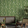 Luxury Leaf Pattern Wallpaper, Green Embossed Botanical Tropical Exotic Wallcovering, Plants Tropical Design - Walloro High End Wallcoverings & More