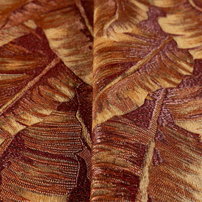 Luxury Leaf Pattern Wallpaper, Orange, Red Embossed Botanical Tropical Exotic Wallcovering, Plants Tropical Design - Adawall -Houston Wallpaper Store - Walcoverings, Curtains & Wall Panels
