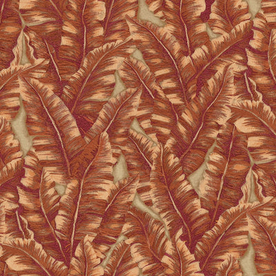 Luxury Leaf Pattern Wallpaper, Orange, Red Embossed Botanical Tropical Exotic Wallcovering, Plants Tropical Design - Adawall -Houston Wallpaper Store - Walcoverings, Curtains & Wall Panels
