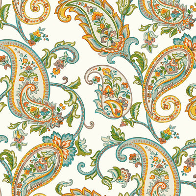 Luxury Paisley Deep Embossed Wallpaper, White Vivid Colors Traditional Rich Textured Wallcovering - Adawall -Houston Wallpaper Store - Walcoverings, Curtains & Wall Panels