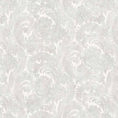 Luxury Paisley Wallpaper, Rich Textured Wallcovering, Traditional, Extra Large 114 sq ft Roll, Washable, Home Decor, White - Adawall -Houston Wallpaper Store - Walcoverings, Curtains & Wall Panels