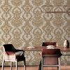 Luxury Sparkling Deep Embossed Damask Wallpaper, Beige, Rose Gold Beautiful Flocked Shimmering Rich Textured Wallcovering - Walloro High End Wallcoverings & More