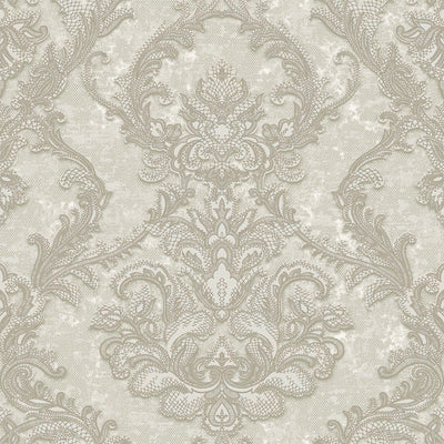 Luxury Sparkling Deep Embossed Damask Wallpaper, Gray, Light Tan Beautiful Flocked Shimmering Rich Textured Wallcovering - Adawall -Houston Wallpaper Store - Walcoverings, Curtains & Wall Panels