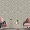 Luxury Sparkling Deep Embossed Damask Wallpaper, Gray, Light Tan Beautiful Flocked Shimmering Rich Textured Wallcovering - Adawall -Houston Wallpaper Store - Walcoverings, Curtains & Wall Panels