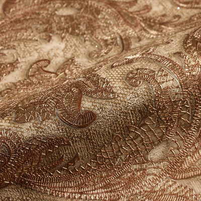 Luxury Sparkling Deep Embossed Damask Wallpaper, Light Brown, Copper Beautiful Flocked Shimmering Rich Textured Wallcovering - Adawall -Houston Wallpaper Store - Walcoverings, Curtains & Wall Panels