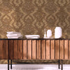 Luxury Sparkling Deep Embossed Damask Wallpaper, Light Brown, Copper Beautiful Flocked Shimmering Rich Textured Wallcovering - Adawall -Houston Wallpaper Store - Walcoverings, Curtains & Wall Panels