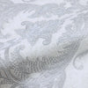 Luxury Sparkling Deep Embossed Damask Wallpaper, White, Silver Beautiful Flocked Shimmering Rich Textured Wallcovering - Walloro High End Wallcoverings & More