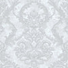 Luxury Sparkling Deep Embossed Damask Wallpaper, White, Silver Beautiful Flocked Shimmering Rich Textured Wallcovering - Adawall -Houston Wallpaper Store - Walcoverings, Curtains & Wall Panels