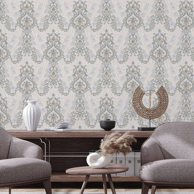 Luxury Textured Embossed Flowered Gray, Home Wall Decor, Aesthetic Wallpaper, Textured Wallcovering Non-Adhesive- 41.7”W X 393”H - Adawall -Houston Wallpaper Store - Walcoverings, Curtains & Wall Panels