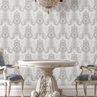 Luxury Textured Embossed Flowered Gray, Home Wall Decor, Aesthetic Wallpaper, Textured Wallcovering Non-Adhesive- 41.7”W X 393”H - Adawall -Houston Wallpaper Store - Walcoverings, Curtains & Wall Panels