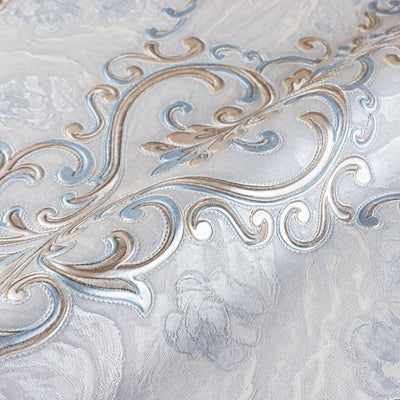 Luxury Textured Embossed Flowered Gray, Home Wall Decor, Aesthetic Wallpaper, Textured Wallcovering Non-Adhesive- 41.7”W X 393”H - Adawall -Houston Wallpaper Store - Walcoverings, Curtains & Wall Panels