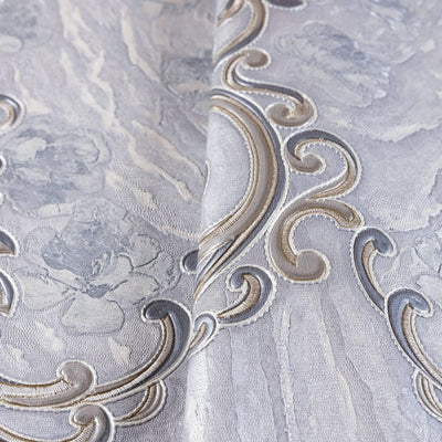 Marble Flowered Textured Embossed Gray, Home Wall Decor, Aesthetic Wallpaper, Textured Wallcovering Non-Adhesive- 41.7”W X 393”H - Adawall -Houston Wallpaper Store - Walcoverings, Curtains & Wall Panels