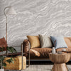 Marble Light Gray Layered Wallpaper, Home Wall Decor, Marbled Luxury Wallpaper, Textured Wallcovering Non-Adhesive, 177 sq ft Large Roll - Walloro High End Wallcoverings & More