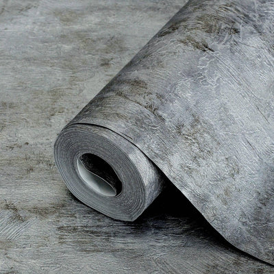 Modern Abstract Distressed Wallpaper, Rich Textured Embossed Wallcovering, Traditional, Stylish, Extra Large 114 sq ft Roll, Metallic Silver - Adawall -Houston Wallpaper Store - Walcoverings, Curtains & Wall Panels