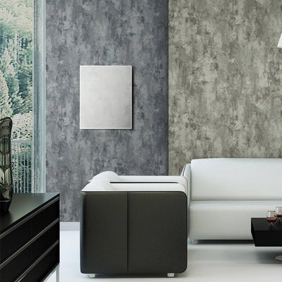 Modern Abstract Distressed Wallpaper, Rich Textured Embossed Wallcovering, Traditional, Stylish, Extra Large 114 sq ft Roll, Metallic Silver - Adawall -Houston Wallpaper Store - Walcoverings, Curtains & Wall Panels