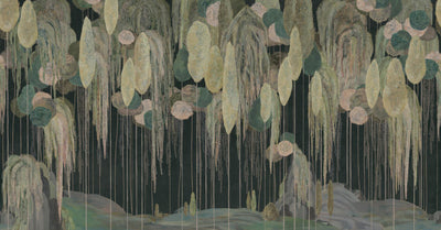 Modern Art Wall Mural, Trees Wallpaper, Black Green Oversized Nature Theme Customized Wall Covering, Non-Woven, Non-Adhesive, Removable, Washable, Large - Adawall -Houston Wallpaper Store - Walcoverings, Curtains & Wall Panels