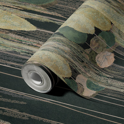 Modern Art Wall Mural, Trees Wallpaper, Black Green Oversized Nature Theme Customized Wall Covering, Non-Woven, Non-Adhesive, Removable, Washable, Large - Adawall -Houston Wallpaper Store - Walcoverings, Curtains & Wall Panels