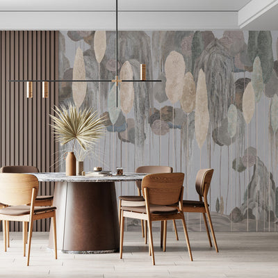 Modern Art Wall Mural, Trees Wallpaper, Gray Oversized Nature Theme Customized Wall Covering, Non-Woven, Non-Adhesive, Removable, Washable, Large - Adawall -Houston Wallpaper Store - Walcoverings, Curtains & Wall Panels