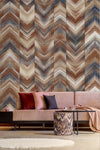 Modern Chevron Wall Mural, Brown Oversized Large Herringbone Wallpaper, Custom Size Geometric Wall Covering, Non-Woven, Non-Pasted, Removable - Walloro High End Wallcoverings & More