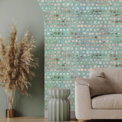 Modern Circles Geometric Wallpaper, Rich Textured Embossed Wallcovering, Traditional, Green Luxury Wallpaper, Extra Large 114 sq ft Roll - Adawall -Houston Wallpaper Store - Walcoverings, Curtains & Wall Panels