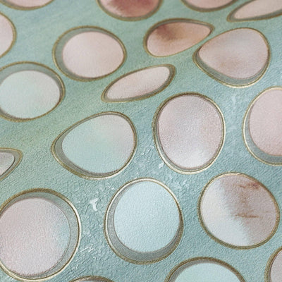 Modern Circles Geometric Wallpaper, Rich Textured Embossed Wallcovering, Traditional, Green Luxury Wallpaper, Extra Large 114 sq ft Roll - Adawall -Houston Wallpaper Store - Walcoverings, Curtains & Wall Panels
